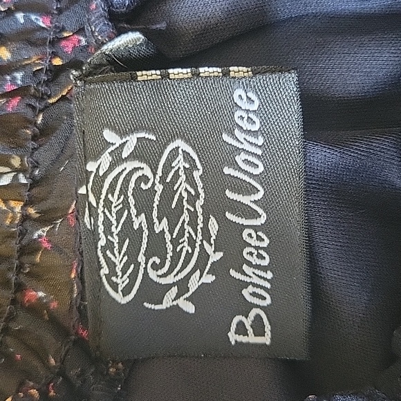 Boheewohee midi cowlneck raffle dress size large navy blue pink yellow - Picture 8 of 16